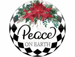 Peace On Earth Wreath Sign, Poinsettia Merry Xmas Wreath, Christmas Sign UK