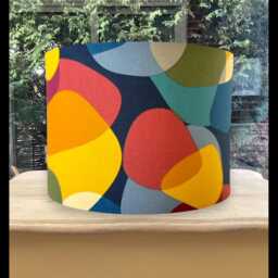 Bright Abstract Mid Century Drum Lampshade For Table Lamp Or Ceiling Shade Geometric Vintage Funky Quirky - thumbnail 2