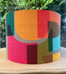 Bright Abstract Mid Century Drum Lampshade For Table Lamp Or Ceiling Shade Geometric Vintage Funky Quirky