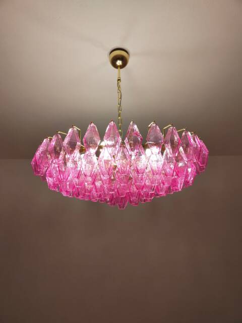 Murano Glass Polyhedral Pink Chandelier - image 1