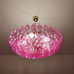 Murano Glass Polyhedral Pink Chandelier - thumbnail 2