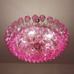 Murano Glass Polyhedral Pink Chandelier - thumbnail 3