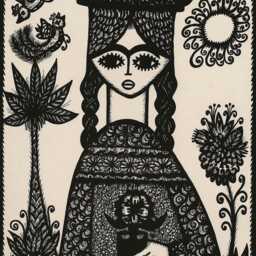Vintage Palestinian Folk Art Print 1970S Ink Drawing - thumbnail 2