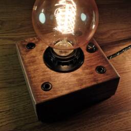 Handmade Steampunk Edison Lamp Industrial Wooden Night Light - thumbnail 3