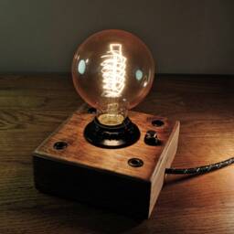 Handmade Steampunk Edison Lamp Industrial Wooden Night Light - thumbnail 2