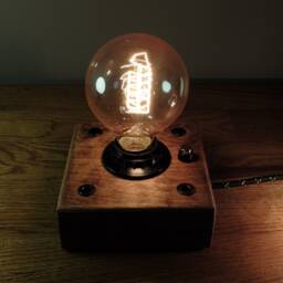 Handmade Steampunk Edison Lamp Industrial Wooden Night Light - thumbnail 4