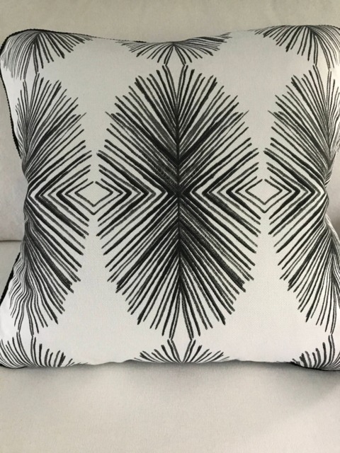 Accent Pillow Cover, 22x22, Tulum Pattern, Ink Color Way, Rope Welting, Rear Lapped Zip, Insert Not Included, Shipping Included - image 1