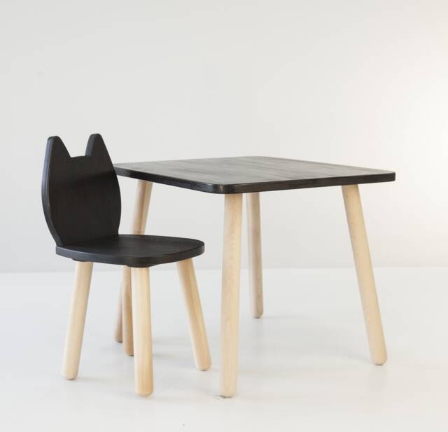 Wooden Cat Chair & Table Set, Montessori Kids Furniture - image 1