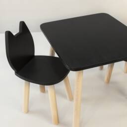 Wooden Cat Chair & Table Set, Montessori Kids Furniture - thumbnail 4