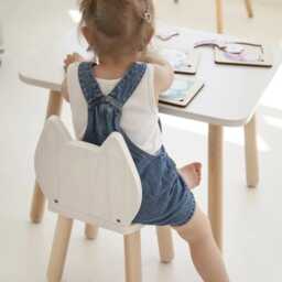 Wooden Cat Chair & Table Set, Montessori Kids Furniture - thumbnail 3