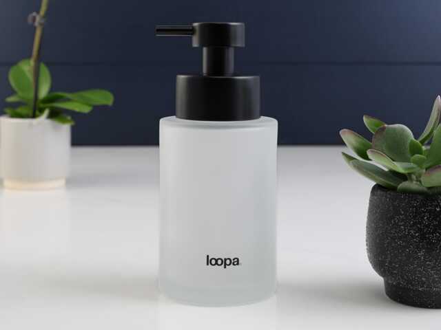250Ml Frosted Glass Soap Dispenser With Black Stainless Pump, Refillable Minimalist Bottle For Bathroom Or Kitchen Hand Wash Dish - image 1