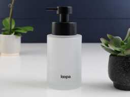 250Ml Frosted Glass Soap Dispenser With Black Stainless Pump, Refillable Minimalist Bottle For Bathroom Or Kitchen Hand Wash Dish - thumbnail 1