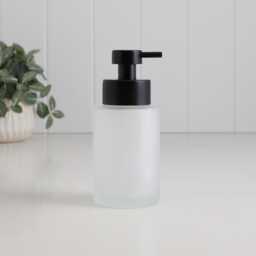 250Ml Frosted Glass Soap Dispenser With Black Stainless Pump, Refillable Minimalist Bottle For Bathroom Or Kitchen Hand Wash Dish