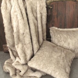 Thick Beige Faux Fur Blanket - Double-Sided Throw Tundra Wolf Fluffy - thumbnail 2