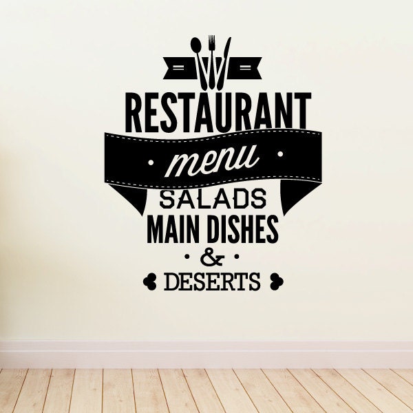 Restaurant Menu Salads Main Dishes & Deserts Food Quote Wall Decal - Vinyl Car Id002 - image 1