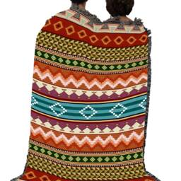 Southwest Stripe Woven Tapestry Blanket, Native American Inspired Pattern, Tribal Camp Throw 100% Cotton Made in Usa 72x54 - thumbnail 3
