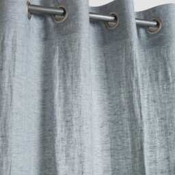 Linen Curtain-Linen Panel-Washed Panels-Grey Blue Panel With Brushed Nikel Grommet in Width 54''(145cmxcust.leng - thumbnail 3