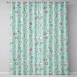 Cute Rainbow Bunny Flower Easter Egg Seamless Pattern Mint Green Background Readymade Eyelet Ring Top Thermal 100% Blackout Curtains - thumbnail 2
