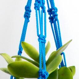 Macrame Plant Hanger 24 Inches 3 Mm Blue Hanging Planter Flower Pot Wall Indoor Or Outdoor Decor Gift Idea Planter Pattern Window - thumbnail 2