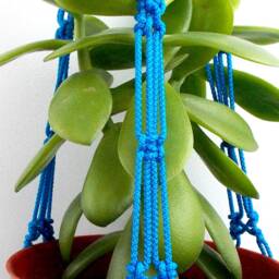Macrame Plant Hanger 24 Inches 3 Mm Blue Hanging Planter Flower Pot Wall Indoor Or Outdoor Decor Gift Idea Planter Pattern Window - thumbnail 4