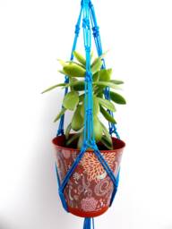 Macrame Plant Hanger 24 Inches 3 Mm Blue Hanging Planter Flower Pot Wall Indoor Or Outdoor Decor Gift Idea Planter Pattern Window - thumbnail 1