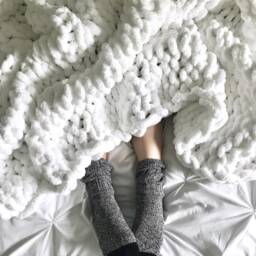 Jumbo Knit Throw Blanket Chenille - White The Grande - thumbnail 2