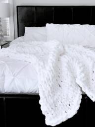 Jumbo Knit Throw Blanket Chenille - White The Grande - thumbnail 1