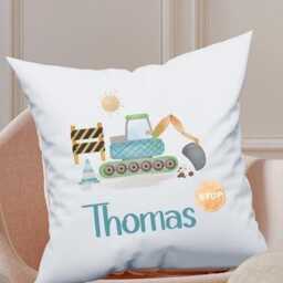 Personalized Construction Bedding For Boys, Kids Custom Digger Duvet Cover Set, Toddler Excavator Pillowcase - thumbnail 3