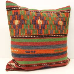 Handmade Turkish Kilim Pillow Cover 24x24, Rustic Home Design - thumbnail 2