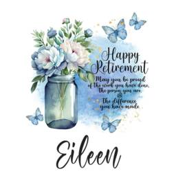 Personalised Retirement Flower Vase Gift With Blue Butterflies - thumbnail 3