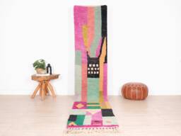 Moroccan Runner Rug 2x11 Ft, Vintage Berber Runner, Handwoven Wool Rug, Tribal Bohemian Hallway 66x332 cm - thumbnail 1