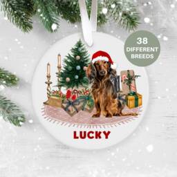 Long Haired Dachshund, Dog Christmas Decoration , Personalised Ornament, Custom Pet Lover, Personalized Bauble UK - thumbnail 1