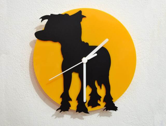 Chinese Crested Dog - Black & Yellow Silhouette Wall Clock - image 1