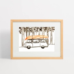 Beaver Family Art Print - Camping Trip Illustration, Animal Wall Art, Kayaking Road Trip, Minivan, Rv Camper Artwork - thumbnail 2