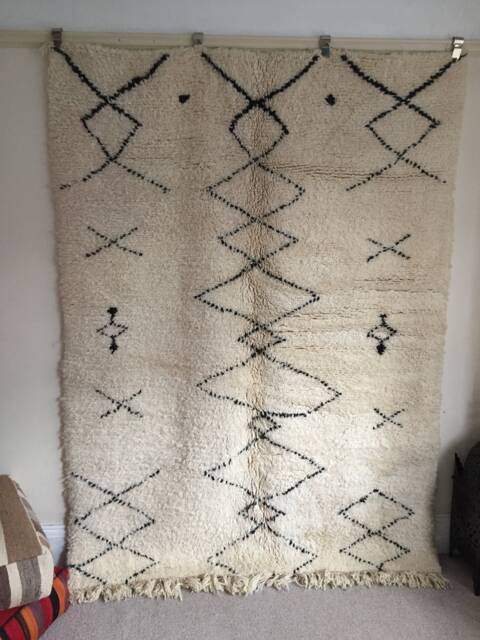 Beni Ourain Rug - Moroccan Handwoven Rug, Pure Wool, Ivory With Black Marks/170 X 230 cm 5.57 7.54 Ft Code 032 - image 1