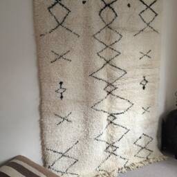 Beni Ourain Rug - Moroccan Handwoven Rug, Pure Wool, Ivory With Black Marks/170 X 230 cm 5.57 7.54 Ft Code 032 - thumbnail 3