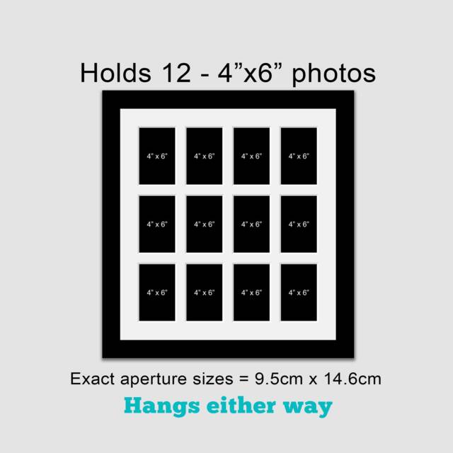 Multi Photo Picture Frame - Black Wood, Holds 12 4x6 Photos - image 1