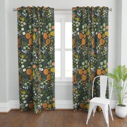 Botanical Curtain Panel - Mod Floral Greenery Foliage Bohemian Spring Garden Autumn Custom Sketchbook By Friztin - thumbnail 2