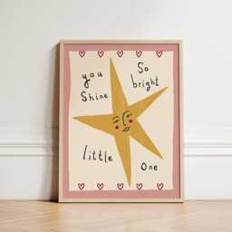 You Shine Bright Print, Star Nursery Illustration Wall Art, Boho Decor, Kids Room, Cute Unframed - thumbnail 2