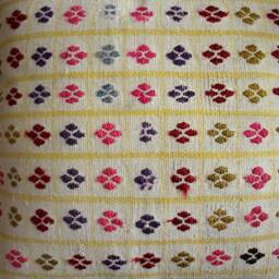 Vintage Handwoven Kilim Cushion Cover - Cream & Yellow Floral Motifs - thumbnail 2