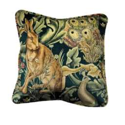 William Morris Forest Velvet Cushion Cover, Arts & Crafts Pillow, 18x18 - thumbnail 1