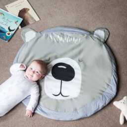 Personalised Bear Baby Playmat - Soft Cotton Quilted Tummy Time Mat - thumbnail 2