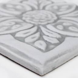 3 Handmade Tiles Indoor/Outdoor Wall Art , White & Grey - 15cm/5.9 - thumbnail 2