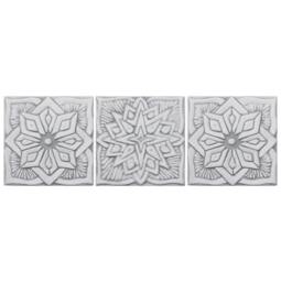 3 Handmade Tiles Indoor/Outdoor Wall Art , White & Grey - 15cm/5.9 - thumbnail 1