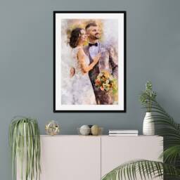Personalized Wedding Photo To Watercolour Art Print Custom Couple Portrait - thumbnail 2