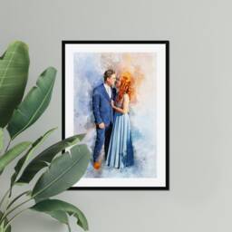 Personalized Wedding Photo To Watercolour Art Print Custom Couple Portrait - thumbnail 3