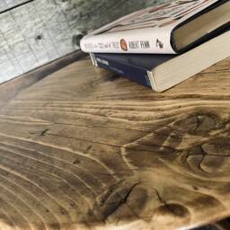 Freya Antique & Repurposed Band Saw Side Table With Reclaimed Scaffolding Board Top - Www.urbangrain.co.uk - thumbnail 2