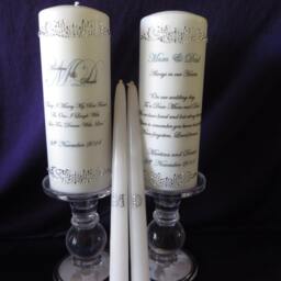 Personalized Wedding Unity Candle Set Rhinestone Memorial Candles - thumbnail 4