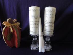 Personalized Wedding Unity Candle Set Rhinestone Memorial Candles - thumbnail 1