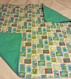 Baby Quilt - Blue Turquoise Baby Boy Blanket Girl Gift One-Of-A-Kind Handmade Cotton